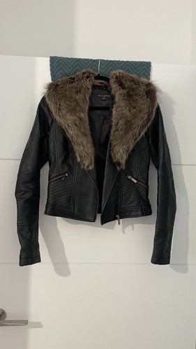 Lipsy black leather jacket - black,