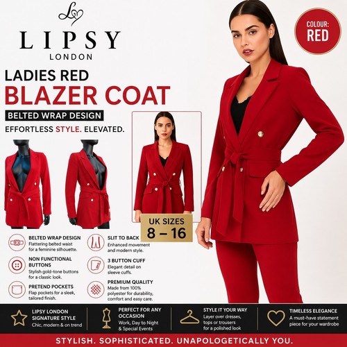 Womens lipsy red blazer - womens,